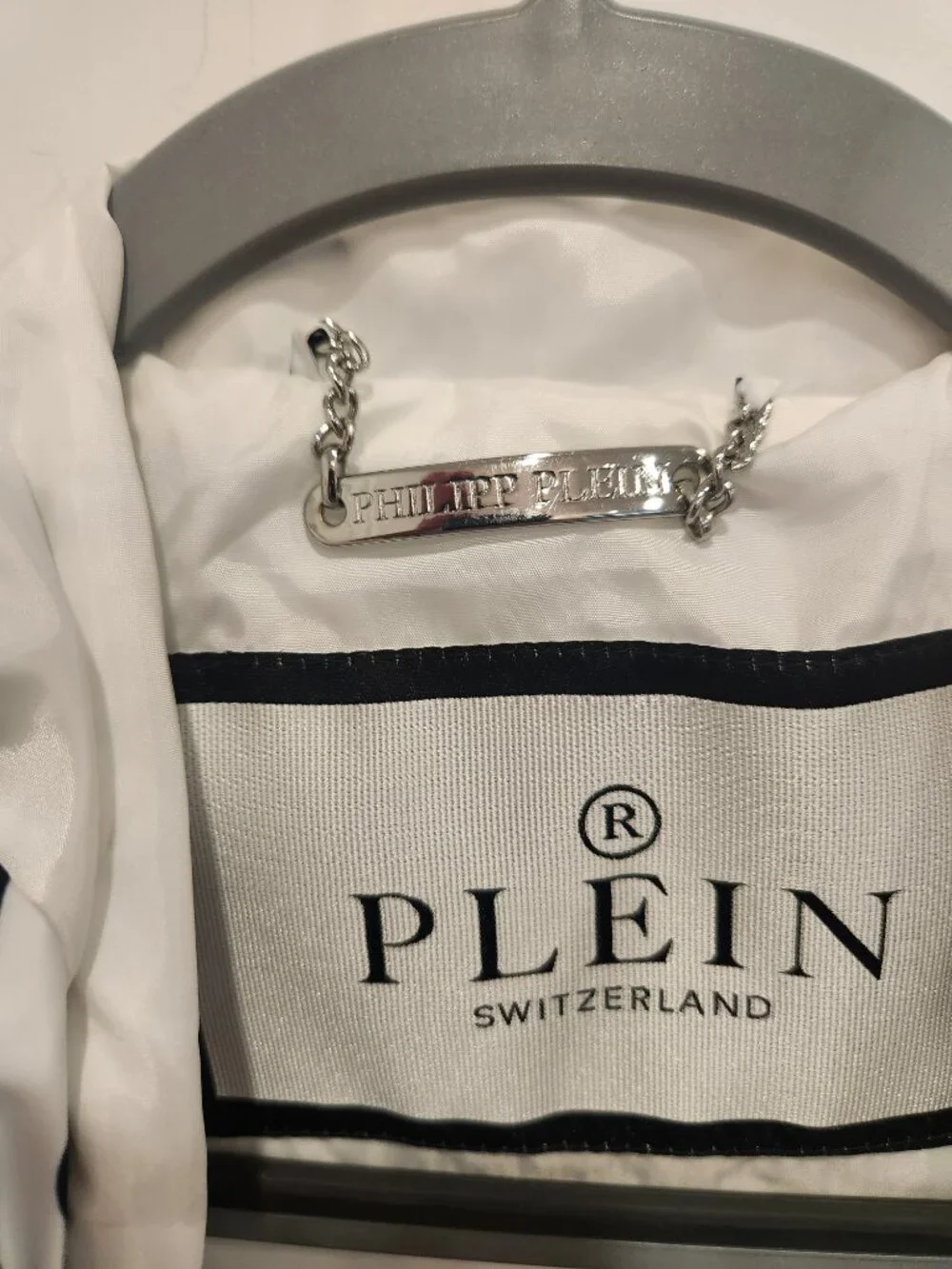 PHILIPP PLEIN Switzerland Allover Script Logo Print Hooded Windbreaker Jacket